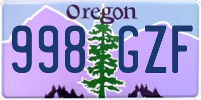 OR license plate 998GZF