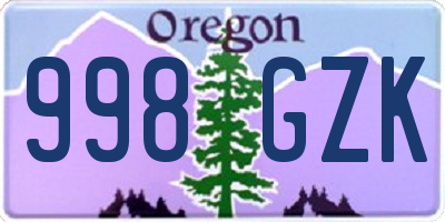 OR license plate 998GZK