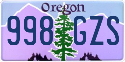 OR license plate 998GZS