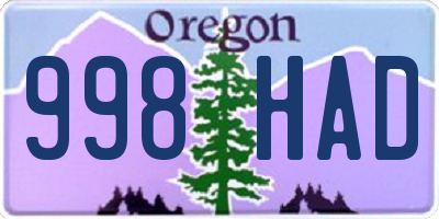 OR license plate 998HAD