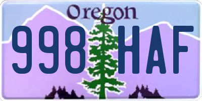 OR license plate 998HAF