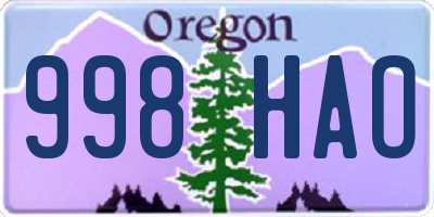 OR license plate 998HAO
