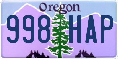OR license plate 998HAP