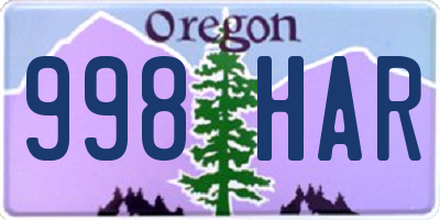 OR license plate 998HAR