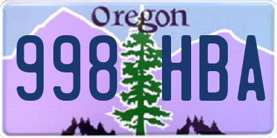 OR license plate 998HBA