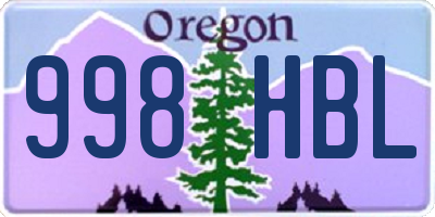 OR license plate 998HBL