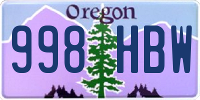 OR license plate 998HBW