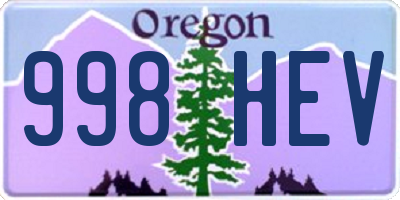 OR license plate 998HEV