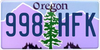 OR license plate 998HFK