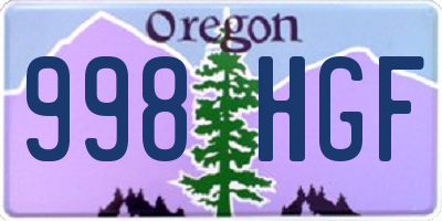 OR license plate 998HGF