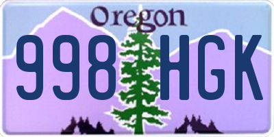 OR license plate 998HGK