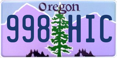 OR license plate 998HIC