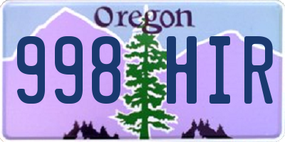 OR license plate 998HIR