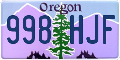 OR license plate 998HJF