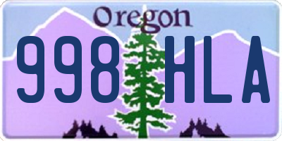 OR license plate 998HLA