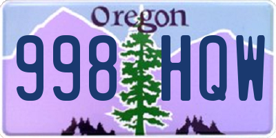 OR license plate 998HQW