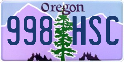 OR license plate 998HSC