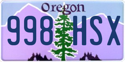 OR license plate 998HSX