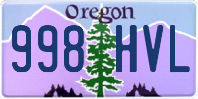 OR license plate 998HVL