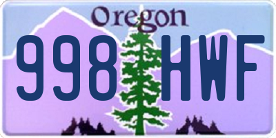 OR license plate 998HWF