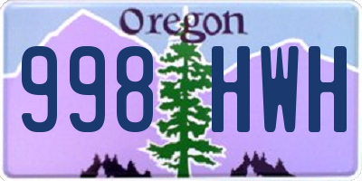 OR license plate 998HWH