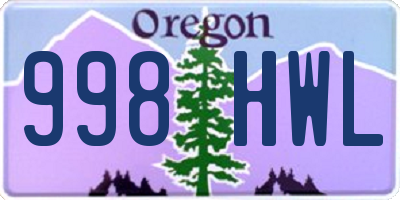 OR license plate 998HWL