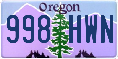 OR license plate 998HWN