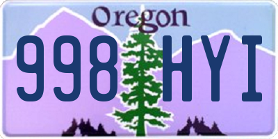 OR license plate 998HYI