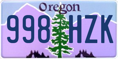 OR license plate 998HZK