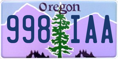 OR license plate 998IAA