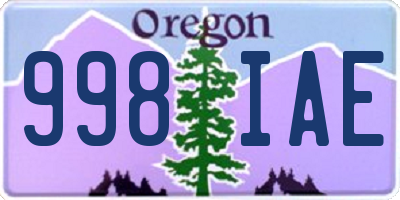 OR license plate 998IAE