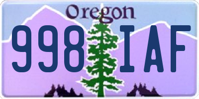 OR license plate 998IAF