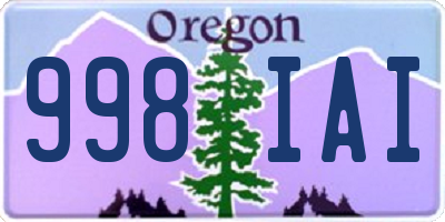 OR license plate 998IAI