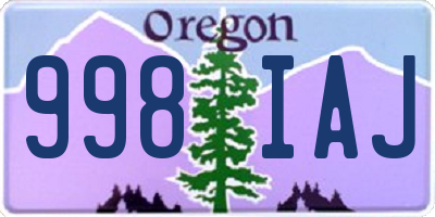 OR license plate 998IAJ