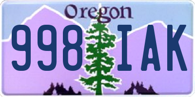 OR license plate 998IAK