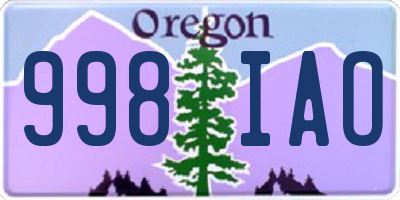OR license plate 998IAO