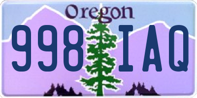 OR license plate 998IAQ
