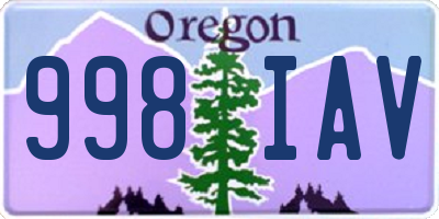 OR license plate 998IAV