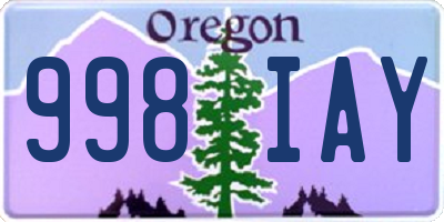 OR license plate 998IAY