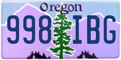 OR license plate 998IBG