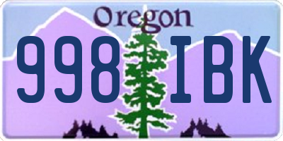 OR license plate 998IBK