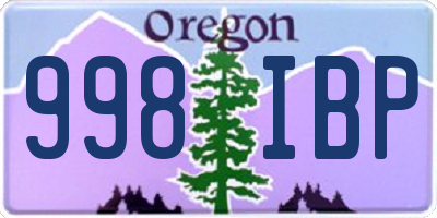 OR license plate 998IBP