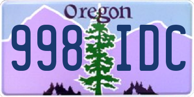 OR license plate 998IDC
