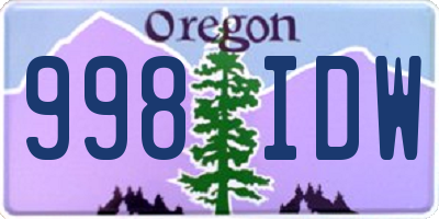 OR license plate 998IDW