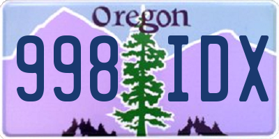 OR license plate 998IDX