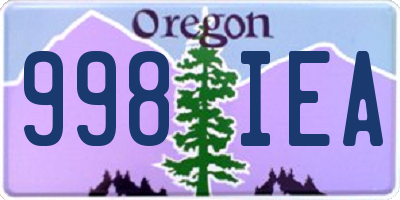 OR license plate 998IEA