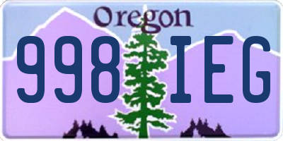 OR license plate 998IEG