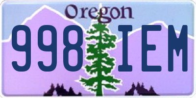 OR license plate 998IEM