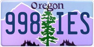 OR license plate 998IES
