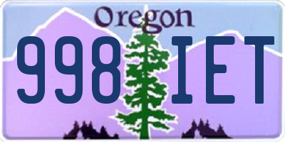 OR license plate 998IET